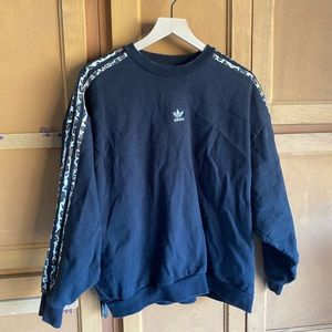 Adidas oversized leopard stripe crew neck sweatshirt